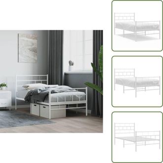 vidaXL Pediera letto - vidaXL Giroletto con Testiera e Pediera Metallo Bianco 90x200 cm - Letto con testiera