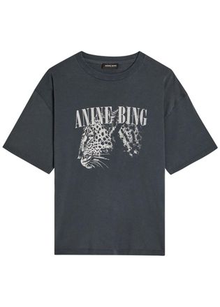 Anine Bing Cohen Printed Cotton T-shirt - Black - S (UK8-10 / S)