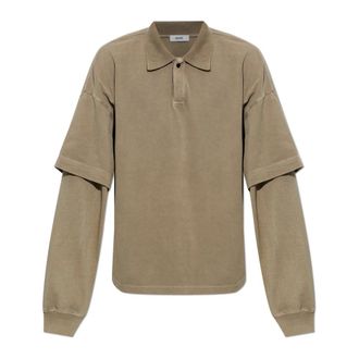 A Gold E Tops, Heren, Grijs, M, Katoen, Curren Double Sleeve Polo