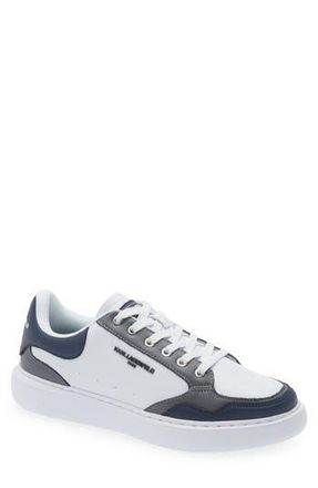 Karl Lagerfeld Leather Low Top Sneaker in White/Navy at Nordstrom Rack, Size 10.5