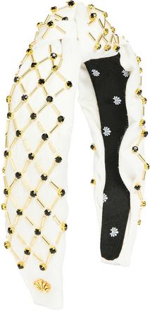 Lele Sadoughi Knotted Lattice Headband in Ivory Gold at Nordstrom