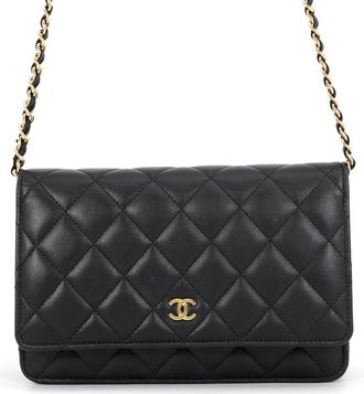 Chanel Black Leather Chain/Shoulder Wallet (Pre-Owned)