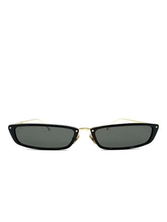 Linda Farrow geometric-frame sunglasses - women - Metal/Acetate - 56 - Black