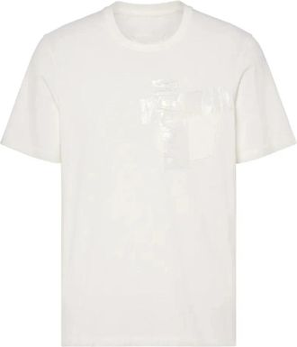 Maison Margiela Taped Cotton Jersey T-shirt - Heren - T-shirts - Wit - L - Katoen - Tops