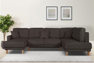 HOME AFFAIRE Wohnlandschaft »TRIPLO U-Form wahlweise mit Schlaffunktion, B/T/H: 310/192/90 cm« Schlafsofa, auch mit Bettkasten, Steppung im Rückenkissen