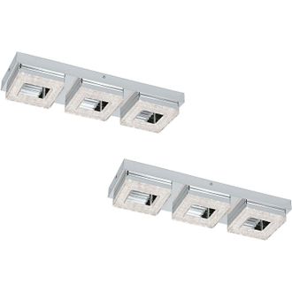 Loops 2 PACK Wall Flush Ceiling Light Chrome Shade Chrome Clear Crystal LED 3x4W
