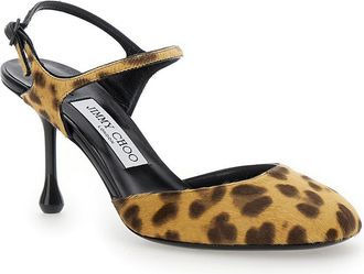 Jimmy Choo London Womens Brown Pumps With Sculpted Heel And Leopard Print Leather