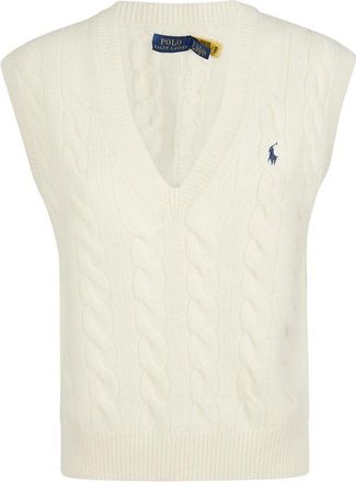 Ralph Lauren Gilet - Dames - V-hals truien - Beige - S - Wol - Truien & Vesten