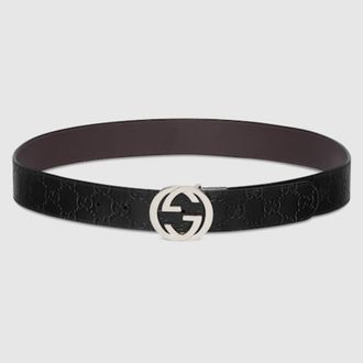 Gucci Reversible Belt With Interlocking G Buckle, Size 85