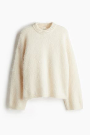 H&M Oversized Pullover aus Mohairmix - Cremefarben