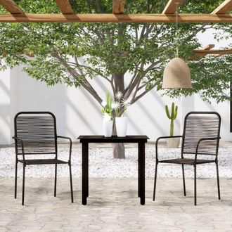vidaXL Juego De Comedor Para Jard&iacute;n 3 Piezas Negro Vidaxl