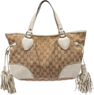 Gucci Pre-owned Tribeca Tote - Dames - Vintage Shopper - Beige - ONE Size - Leer - Vintage