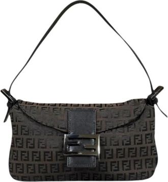 Fendi Pre-owned Vintage Canvas Schoudertas - Dames - Vintage Schoudertas - Bruin - ONE Size - Leer - Vintage