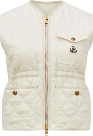 Moncler Vests, female, White, Size: S Quilted Down Waistcoat