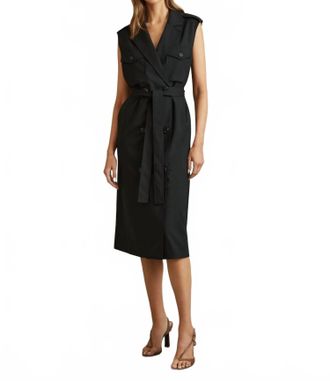 Reiss Kimora Wool Blend Double Breasted Midi Dress In Black