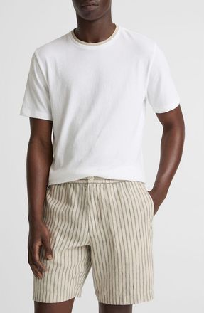 Vince Loose Knit Double Collar Crewneck T-Shirt in Optic White/Parchment at Nordstrom, Size Xx-Large