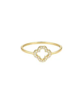Adornia Adornia 14K Plated Cz Outline Clover Ring
