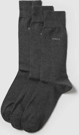HUGO BOSS Socken mit Label-Detail im 3er-Pack in Mittelgrau, Größe 39-42