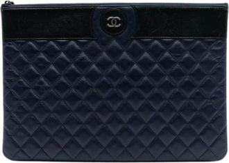 Chanel Pre-owned Clutches, female, Blue, Size: ONE SIZE Pre-owned Leather Clutch