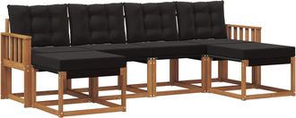 vidaXL Conjunto De Sof&aacute;s De Exterior 6 Uds. Natural Y Negro Vidaxl