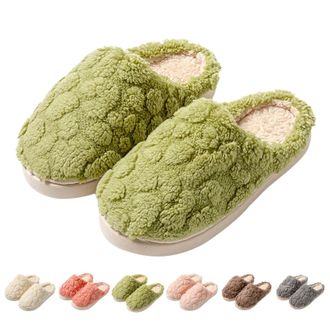 Generic Womens Fuzzy Slippers Womens Padded Slippers Winter Thermal Slipper Thick Sole Non Slip Slipper Cozy Memory Foam Sliders Warm Indoor Shoes Solid Colou