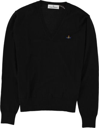 Vivienne Westwood Mark Ribbed V-Neck Cotton-Blend Knit Sweater
