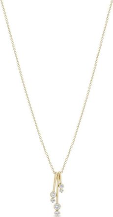 Zo&euml; Chicco 14K Gold Dangling Prong & Bezel Diamond Bar Necklace in 14K Yellow Gold at Nordstrom, Size 18