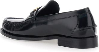 Versace Mens Loafers With Medusa Detail, Black Leather Calf