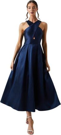 Coast Halter Neck Fit & Flare Midi Dress in Navy at Nordstrom, Size 12