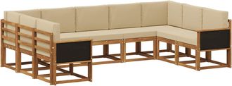 vidaXL Conjunto De Sof&aacute;s De Exterior 9 Uds. Natural Y Beige Vidaxl