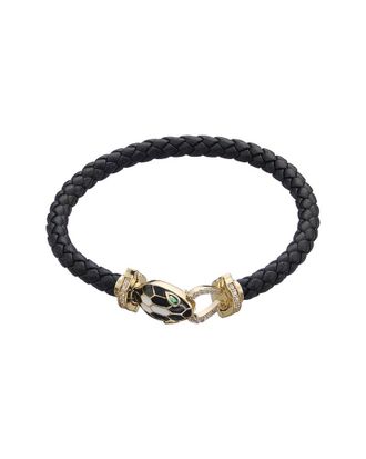 Jean Claude Year Of The Snake Collection Leather Cz Bracelet
