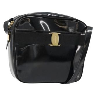 Ferragamo Pre-owned Patent Leather Shoulder Bag - Dames - Pre-owned - Zwart - Maat: ONE Size Leer