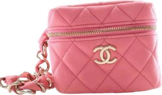 Chanel Pre-owned Vanity Bag - Dames - Vintage Mini Tas - Roze - ONE Size - Leer - Vintage