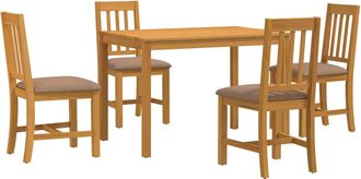 vidaXL Conjunto De Comedor 5 Uds. Gris Madera De Roble S&oacute;lido Vidaxl