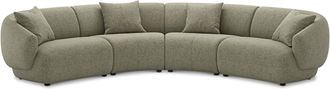 Castlery Auburn Curve L-Shape Sectional Sofa Customized, Performance Classic Twill Moss, Spill Resistant, Modular for Sofas by Castlery