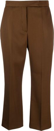 Tory Burch cropped wool tailored trousers - women - Wool - 8 - Brown