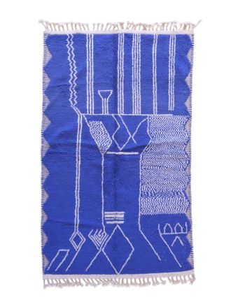 AFK Living Alfombra marroqu&iacute; de pura lana azul 152 x 247 cm