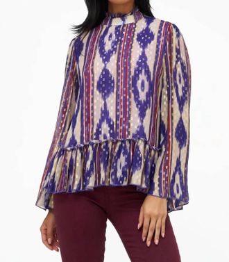 Oliphant Peplum Blouse In Palermo Indigo
