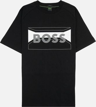 HUGO BOSS Mens Hugo Boss Tee 2 Artwork Logo T Shirt Black 001 - Size: 44