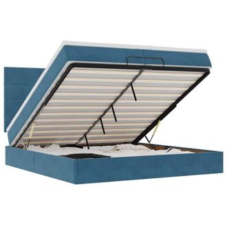 vidaXL Estructura De Cama Otomana Colchones Terciopelo Azul Oscuro Vidaxl