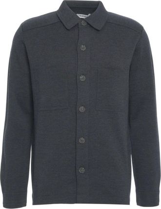 KANGRA Cardigans, male, Gray, 2XL, Gray Wool Overshirt Jacket
