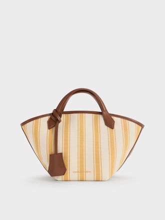 Charles & Keith Mini Ivanna Canvas Striped Tote Bag