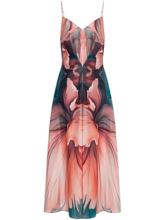 Alberta Ferretti Midi-jurk met bloemenprint - Roze