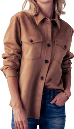 Love Tree Suede Trucker Jacket In Camel