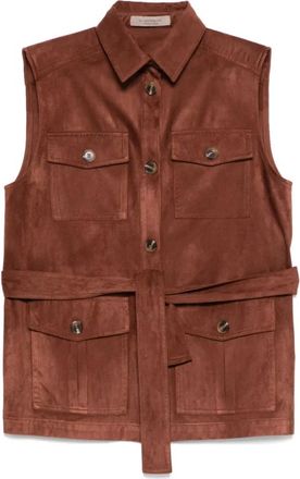 D.exterior Vests, female, Brown, Size: S Button-up Gilet