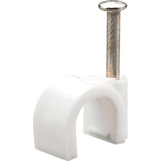 Trade Shop Trade Shop - Fissacavi Con Chiodo In Acciaio Da 6 A 12 Mm Confezione Da 100pz Colore Bianco - -16 Mm