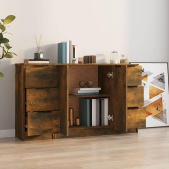 Berkfield Home Sideboards 3 pcs Smoked Oak Engineered Wood in Brown