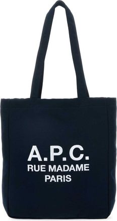 A.P.C. Navy Blue Lou Rue Canvas Tote Bag