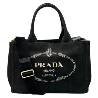 Prada Pre-owned Mini Bags, female, Black, Size: ONE SIZE Pre-owned Canvas Mini Bag
