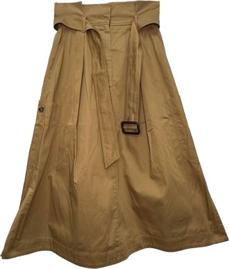 Max Mara Weekend Brusson Midi Skirt in Brown Cotton